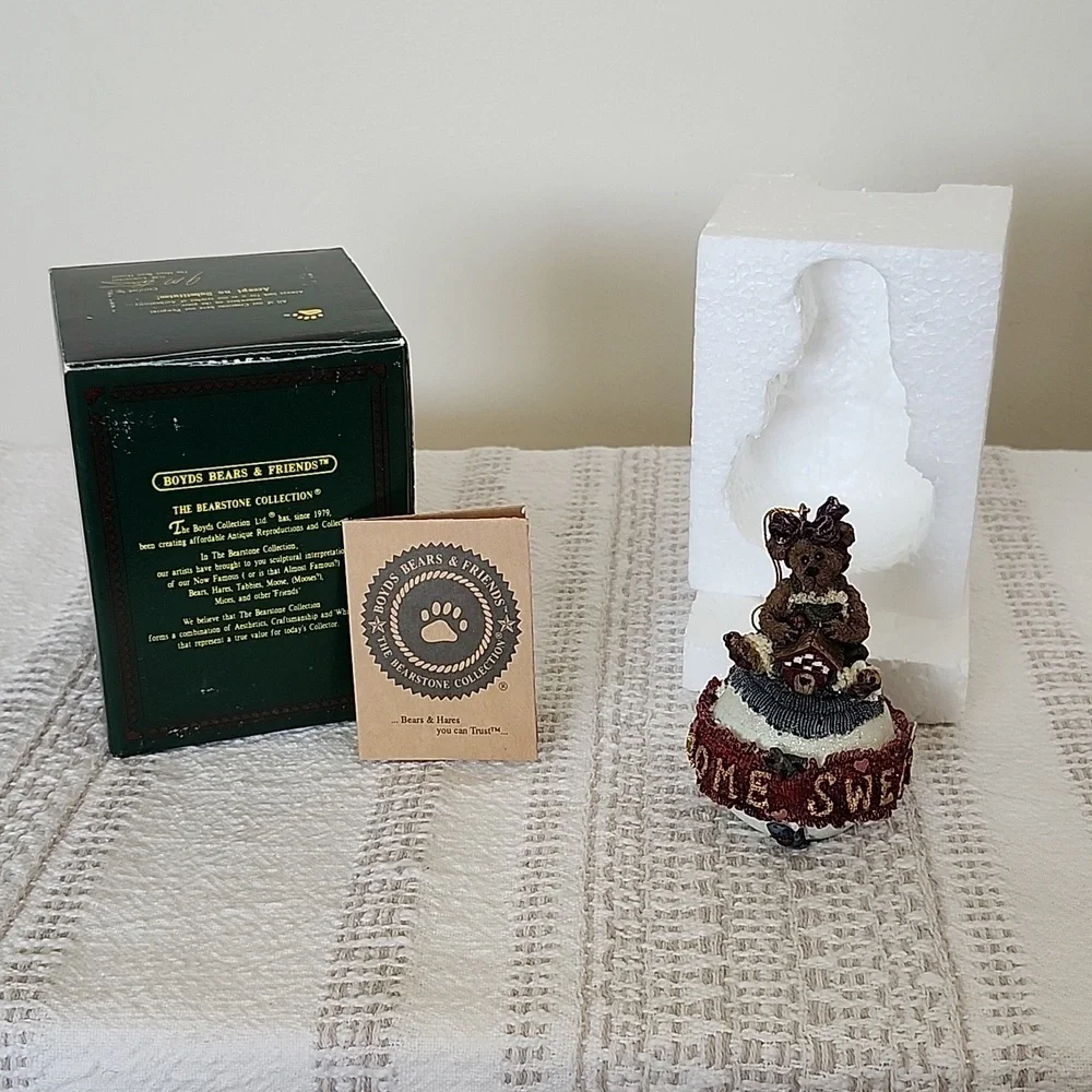 Boyds Bear christmas ornaments Home Swet Home bear with bow.